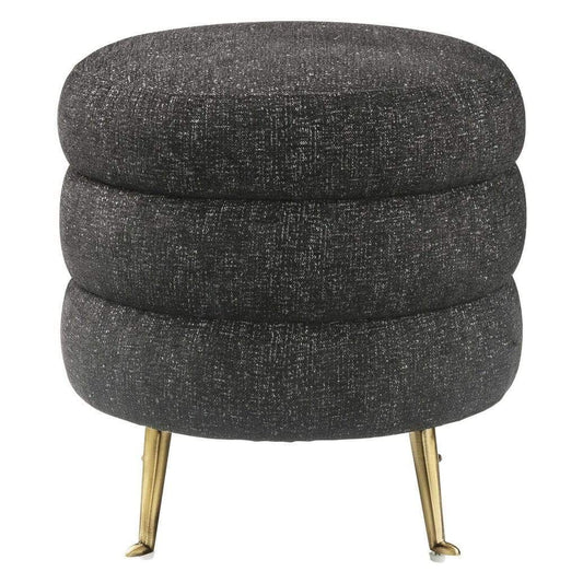 BLACK LUXURIOUS TUFTED OTTOMAN